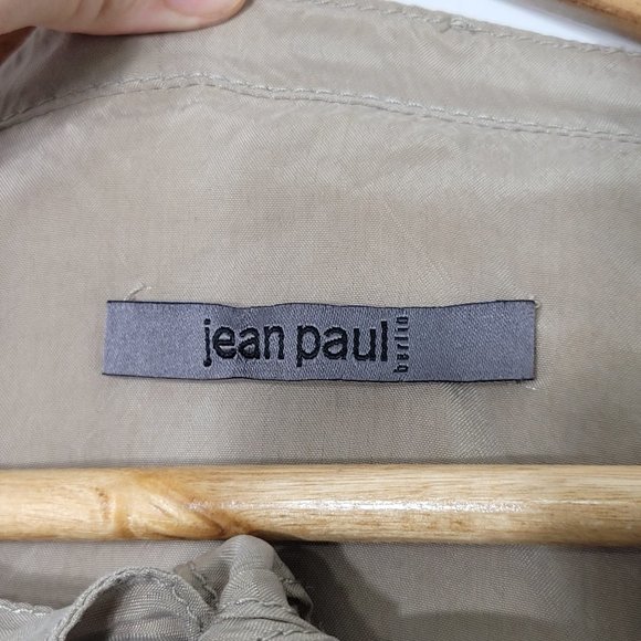 Jean Paul Barlin Tan Double Breasted Silky Neck Tie Long Sleeve Belted Jacket - Picture 2 of 13